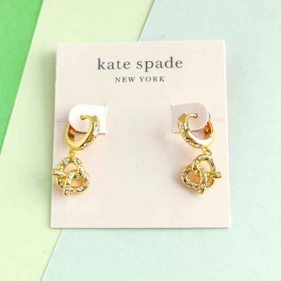 Dashing Beauty Pretzel Kate Spade Gold Drop Earrings Clear